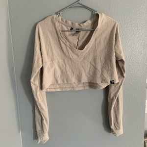 Gymshark Beige Towel Cropped Long Sleeve Shirt